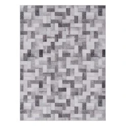 (D537) Crosby St Nova Grey Printed Area Rug, 5x7