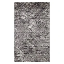(D554) Estie Charcoal & Black Area Rug, 5x7