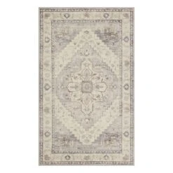 (D576) Honeybloom Grand Villa Taupe Medallion Accent Rug, 3x5