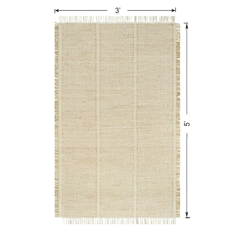 (D583) Honeybloom Mason Natural Fringe Accent Rug, 3x5 - Image 6