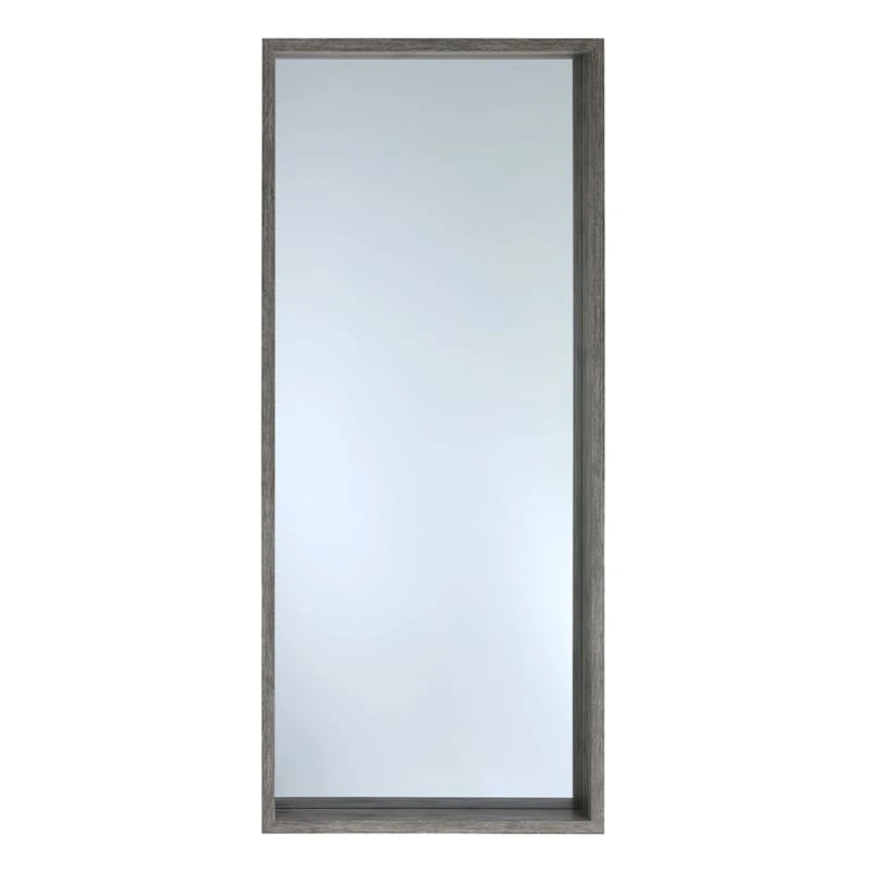 Dark Grey Wood Deep Frame Leaner Mirror, 24x58