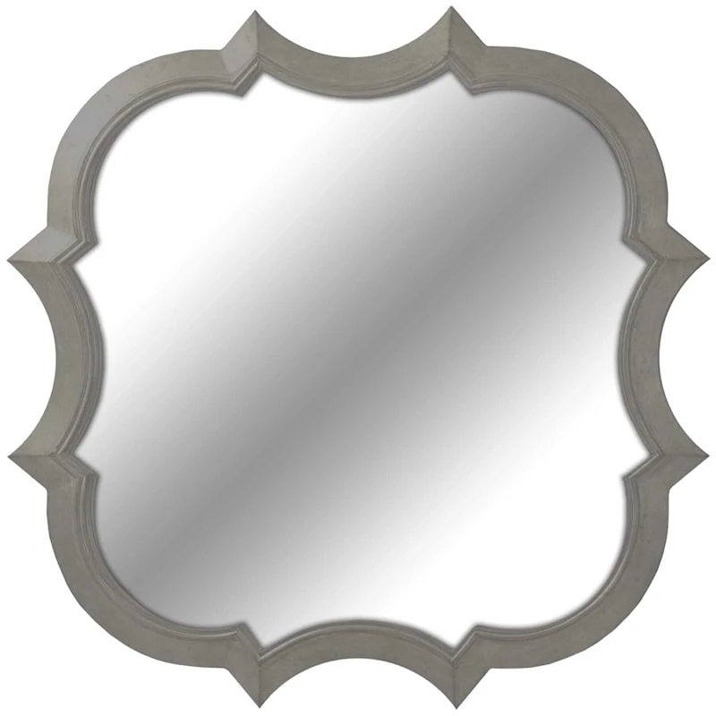 Decorative Shape Pewter Injection Frame Wall Mirror, 30"