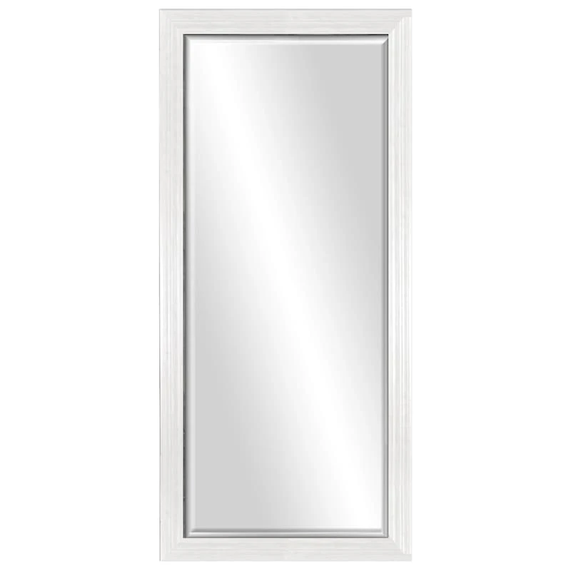 Distressed White Bevel Mirror, 29x63