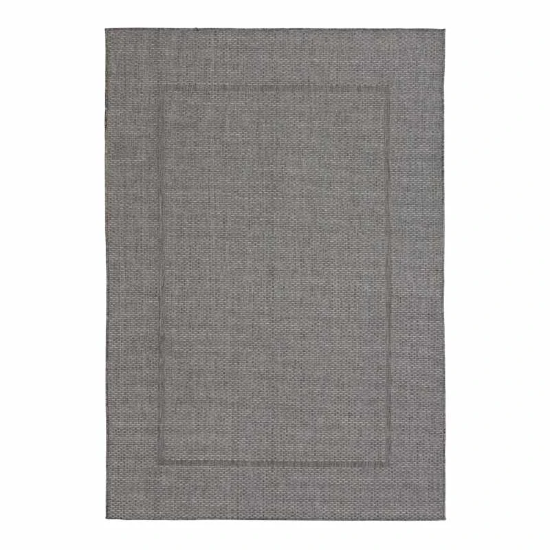 (E195) Crosby St Santorini Grey & Natural Woven Indoor & Outdoor Area Rug, 5x7