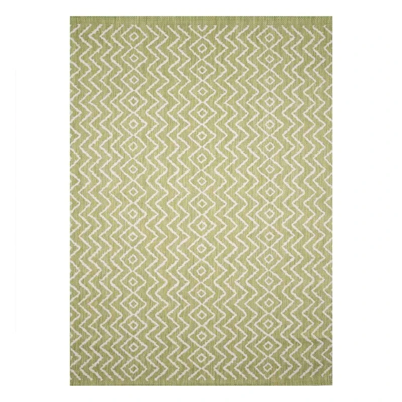 (E253) Oasis Green Geo Indoor & Outdoor Area Rug, 5x7