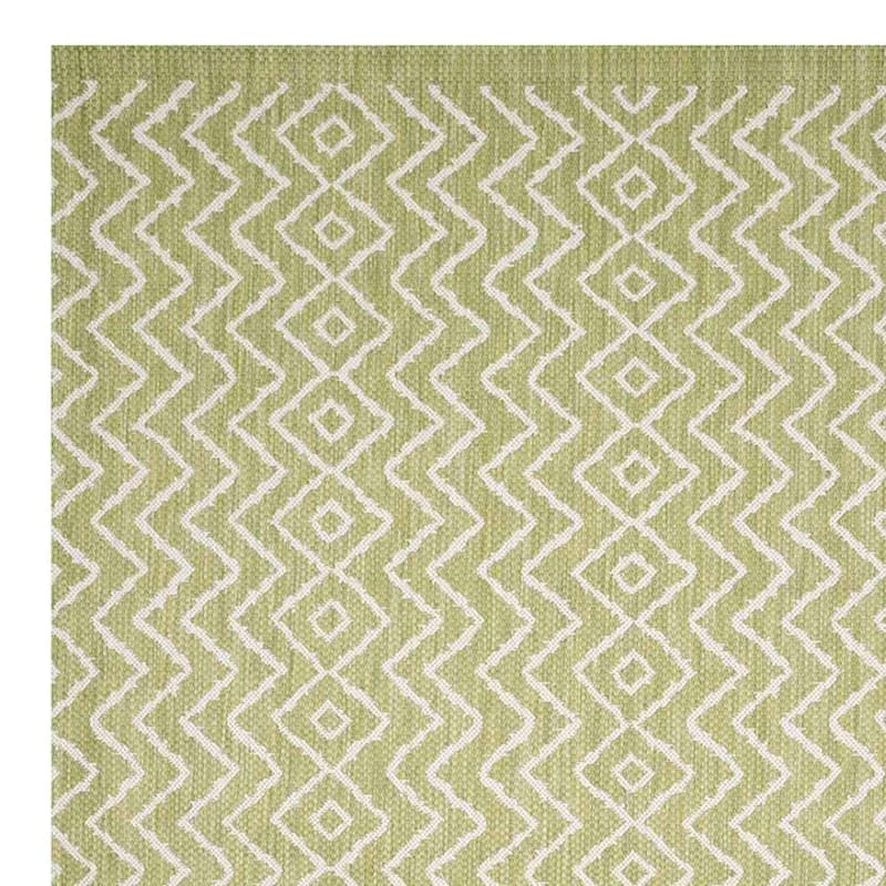 (E253) Oasis Green Geo Indoor & Outdoor Area Rug, 5x7 - Image 2