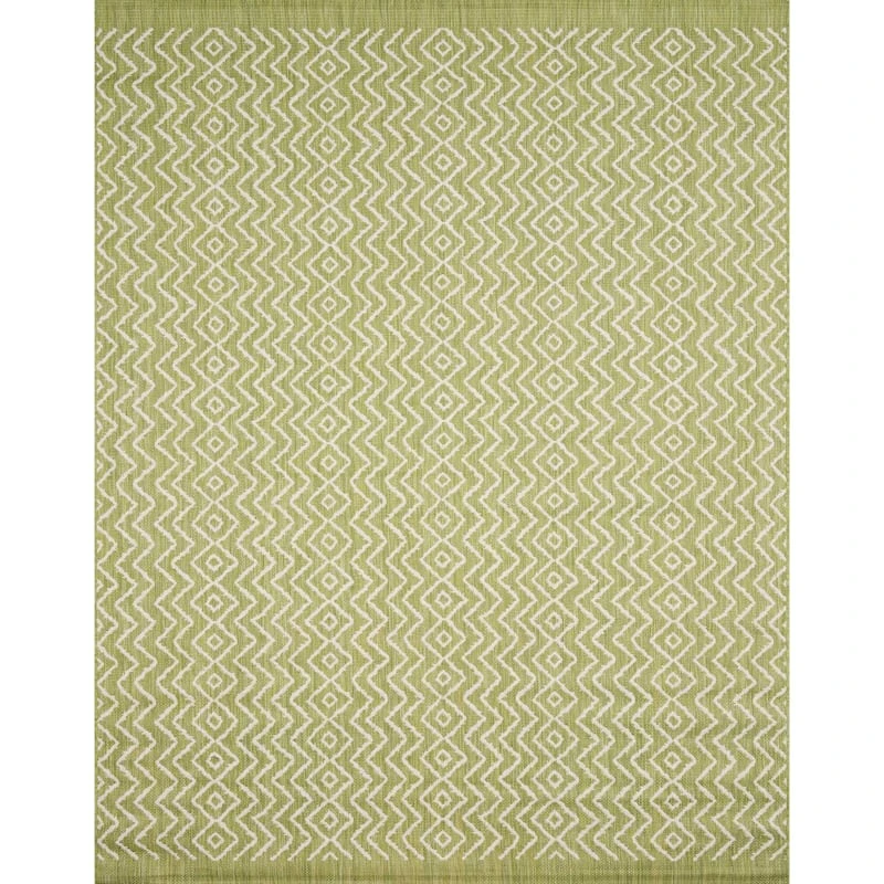 (E253) Oasis Green Geo Indoor & Outdoor Area Rug, 8x10