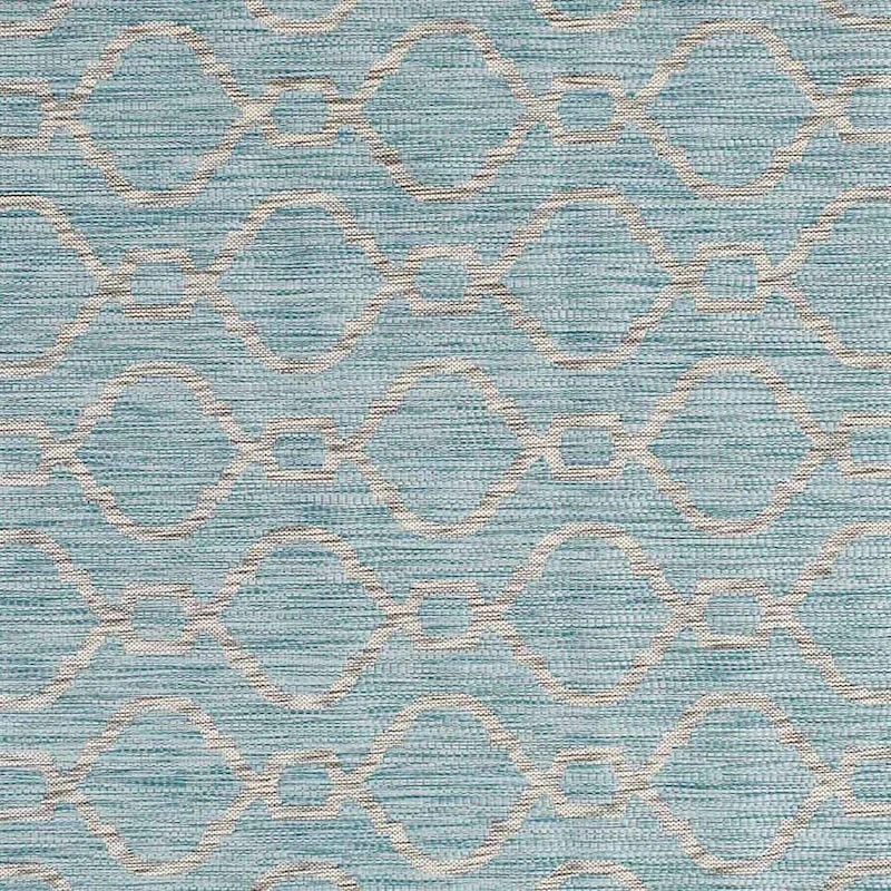 (E306) Aqua Geometric Wave Indoor & Outdoor Accent Rug, 2x4 - Image 2