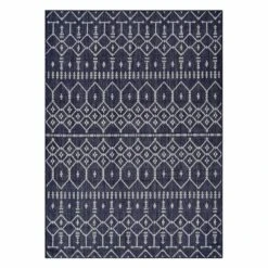 (E307) Navy Blue Collector Design Sisal Indoor & Outdoor Area Rug, 7x10