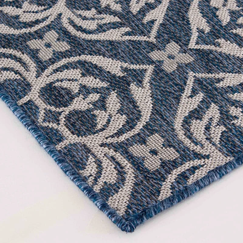(E308) New Zealand Cobalt Blue Woven Indoor & Outdoor Area Rug, 5x7 - Image 2