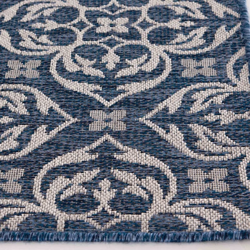 (E308) New Zealand Cobalt Blue Woven Indoor & Outdoor Area Rug, 5x7 - Image 3