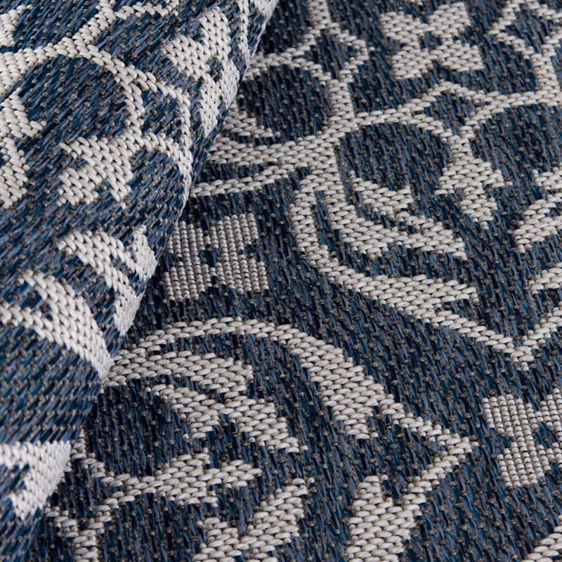 (E308) New Zealand Cobalt Blue Woven Indoor & Outdoor Area Rug, 5x7 - Image 6
