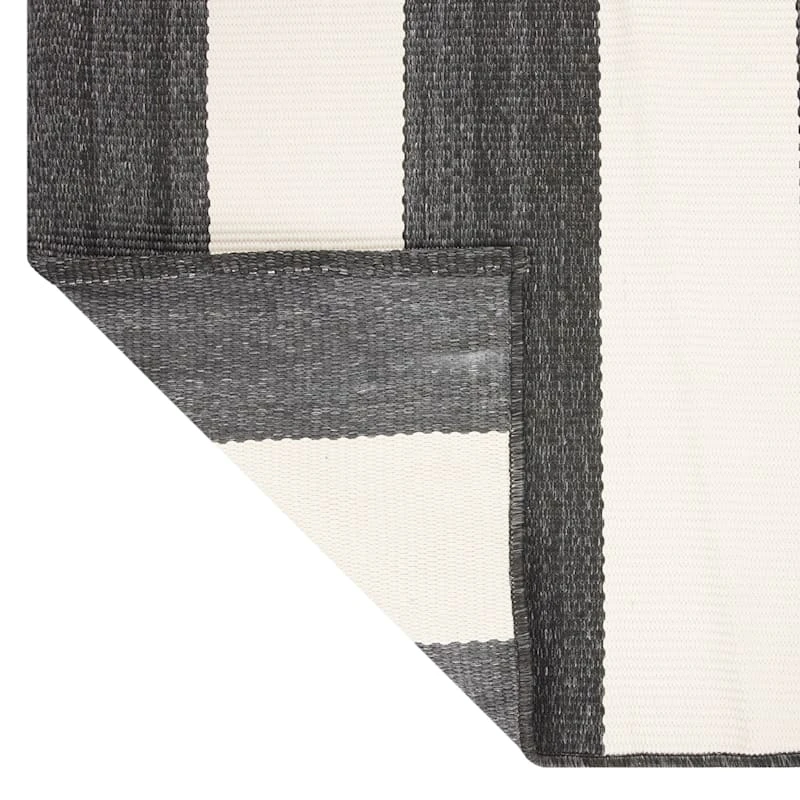 (E323) Asbury Black & White Striped Indoor & Outdoor Area Rug, 5x7 - Image 3