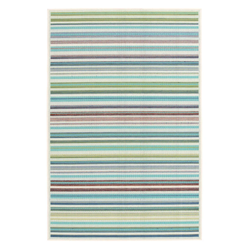 (E441) Scope Aqua Green Striped Area Rug, 8x10