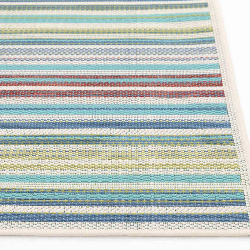 (E441) Scope Aqua Green Striped Area Rug, 8x10 - Image 2