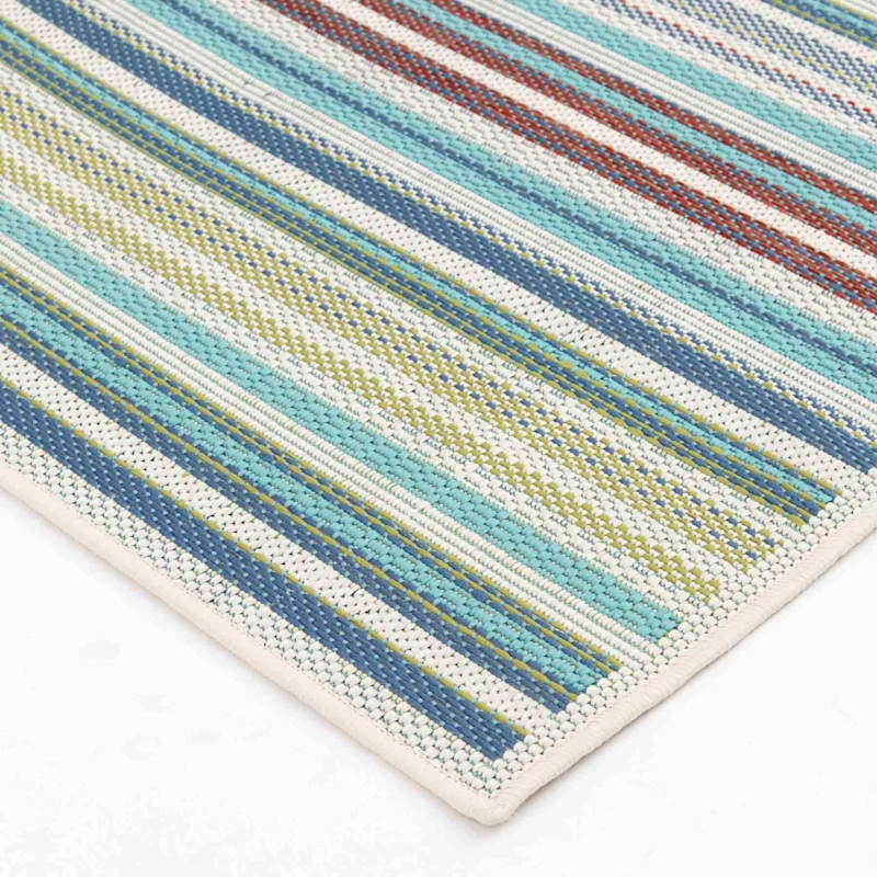 (E441) Scope Aqua Green Striped Area Rug, 8x10 - Image 3