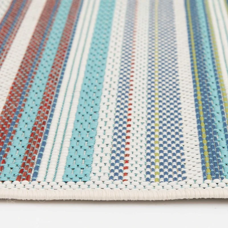 (E441) Scope Aqua Green Striped Area Rug, 8x10 - Image 5
