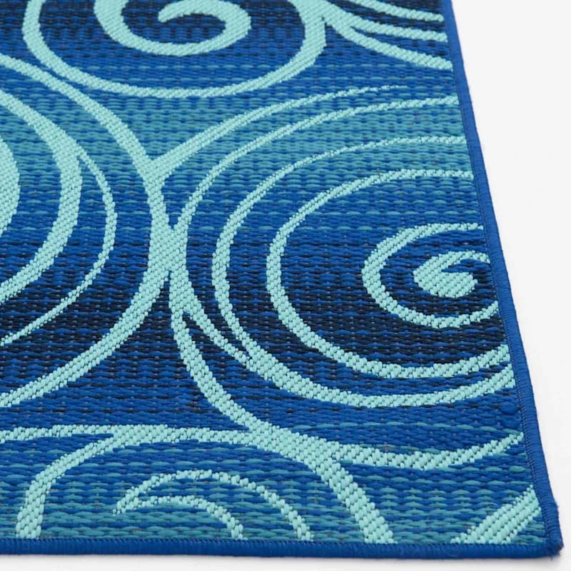 (E442) Scope Blue Wave Outdoor Area Rug, 8x10 - Image 2
