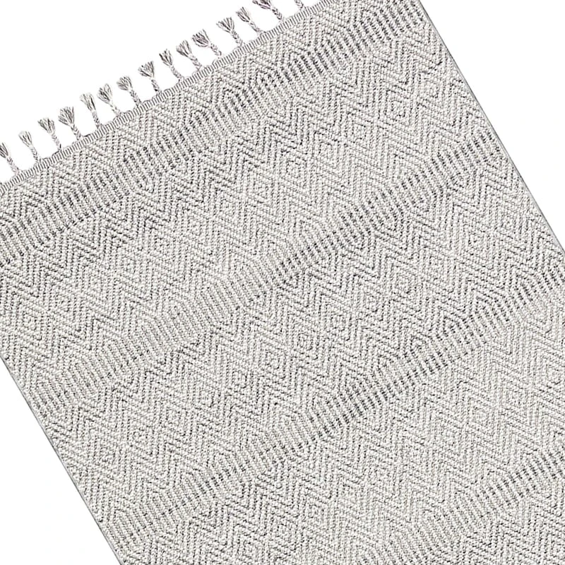 (E464) Found & Fable Soho Grey Tasseled Area Rug, 5x7 - Image 2