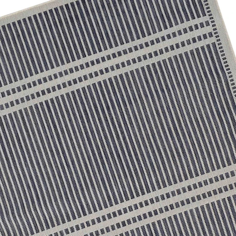 (E467) Honeybloom Terrace Blue Striped Area Rug, 5x7 - Image 2