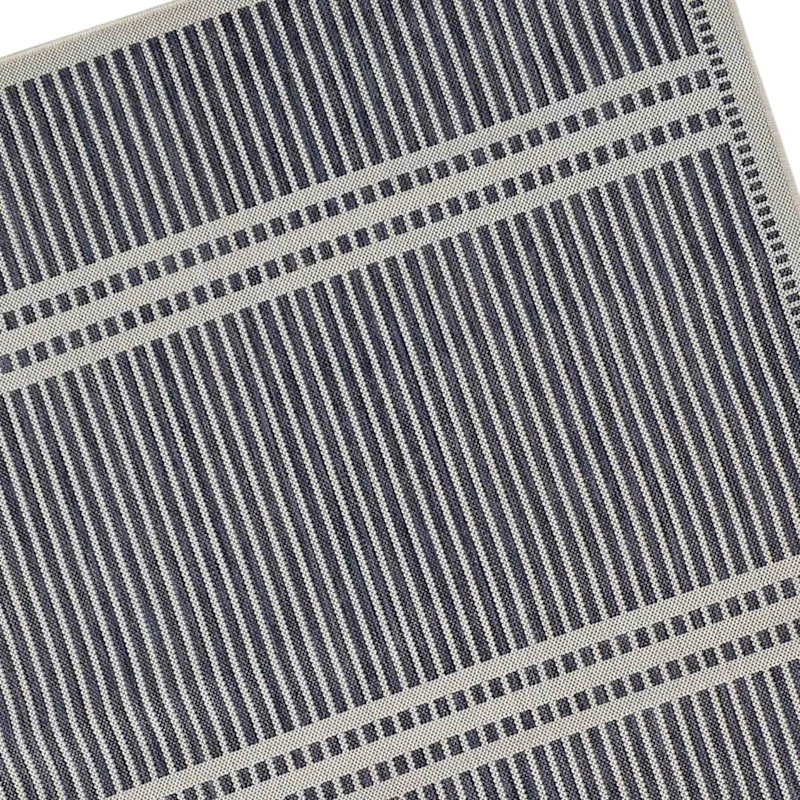 (E467) Honeybloom Terrace Blue Striped Area Rug, 8x10 - Image 2