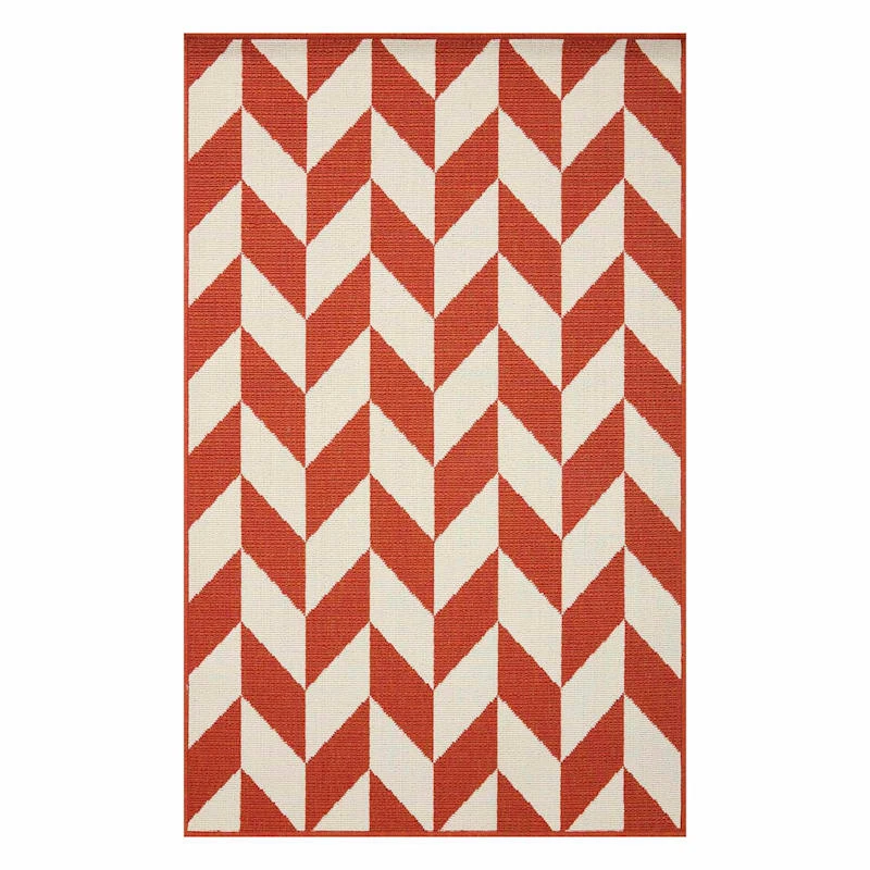 (E469) Ember Orange Herringbone Accent Rug, 3x5