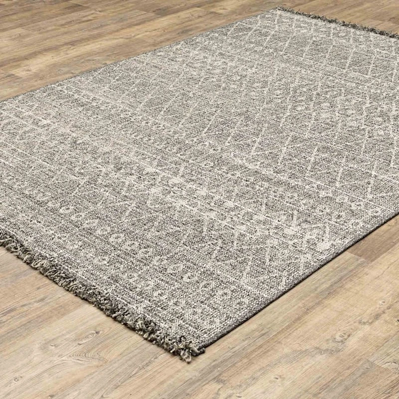 (E476) Tracey Boyd Leeward Grey & White Area Rug, 5x7 - Image 2