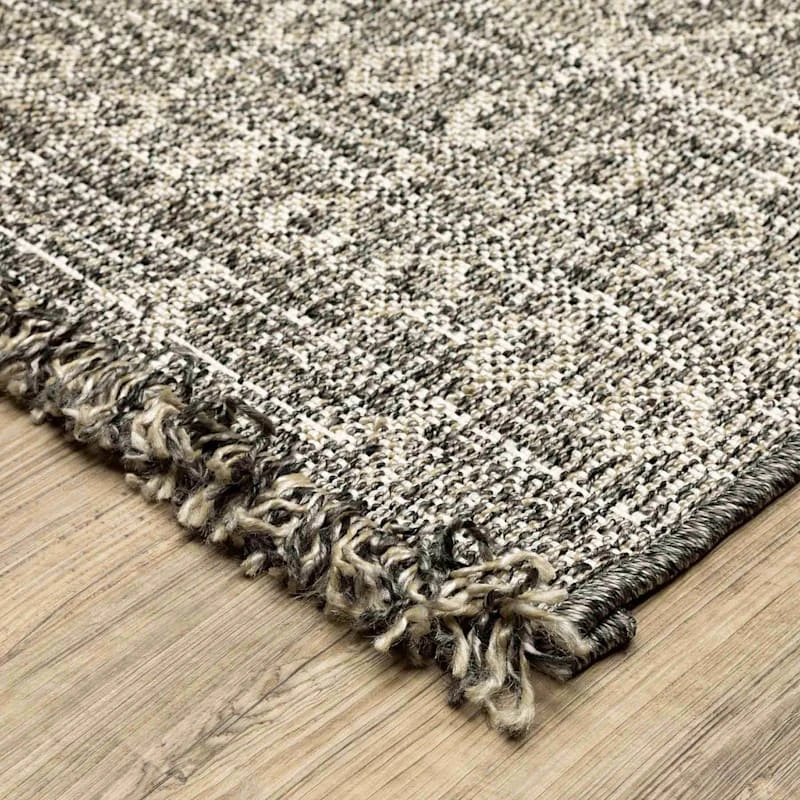(E476) Tracey Boyd Leeward Grey & White Area Rug, 5x7 - Image 4