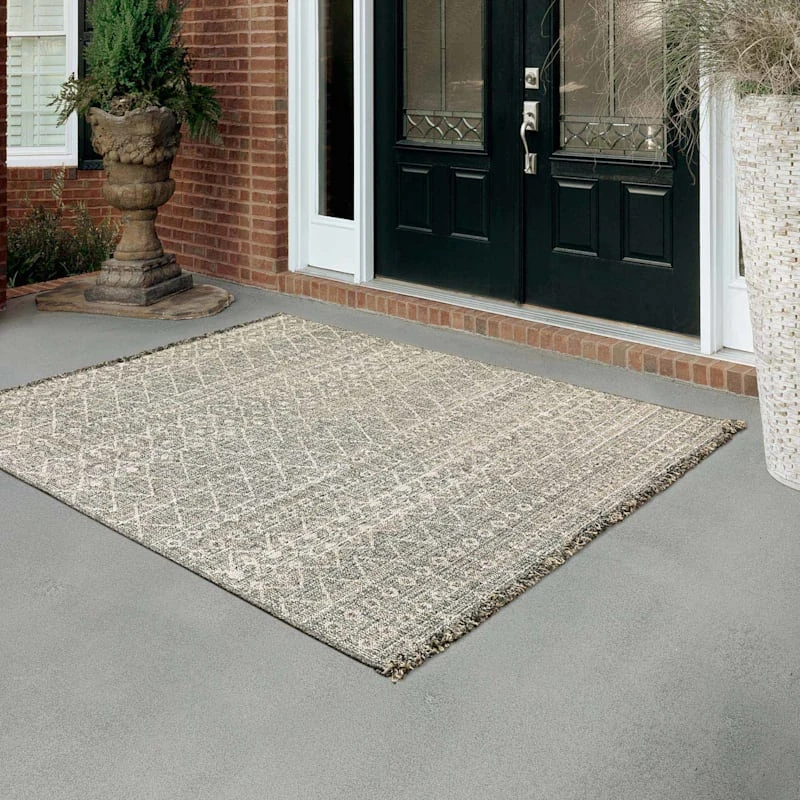 (E476) Tracey Boyd Leeward Grey & White Area Rug, 5x7 - Image 6