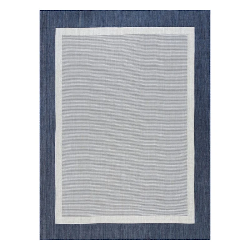 (E485) Sierra Navy Border Outdoor Area Rug, 5x7