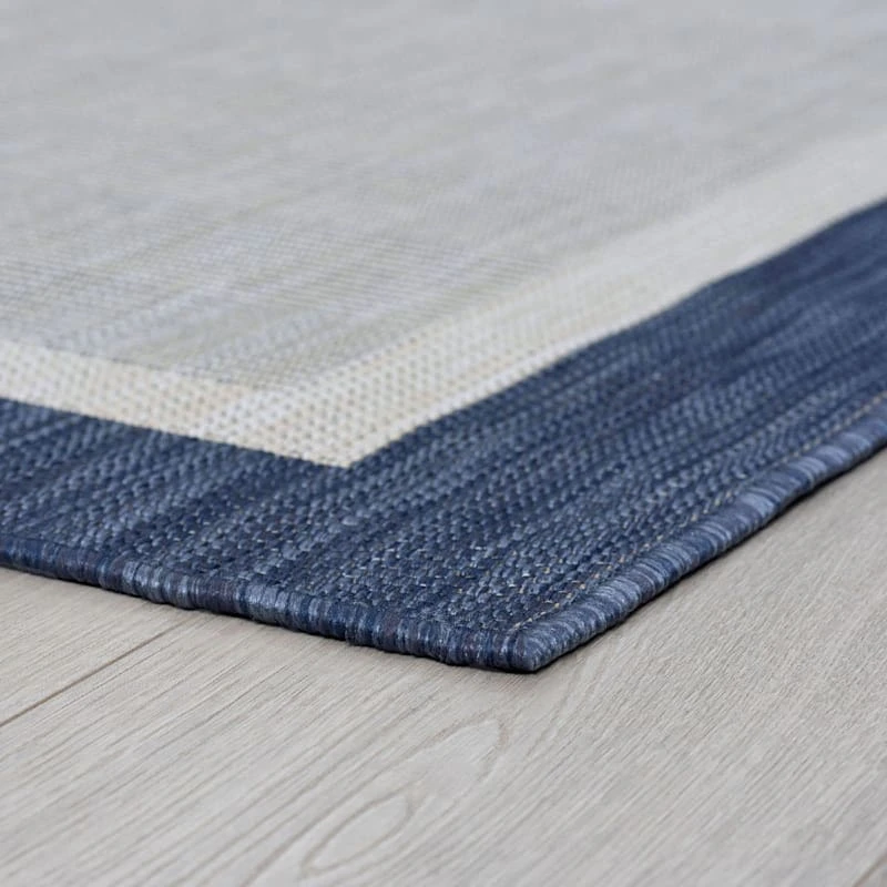 (E485) Sierra Navy Border Outdoor Area Rug, 5x7 - Image 4