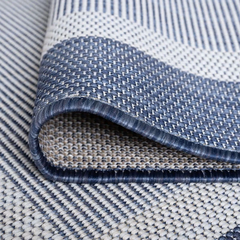 (E485) Sierra Navy Border Outdoor Area Rug, 5x7 - Image 6