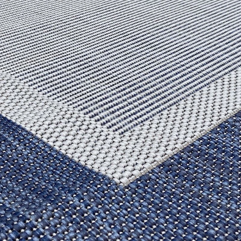 (E485) Sierra Navy Border Outdoor Area Rug, 5x7 - Image 7