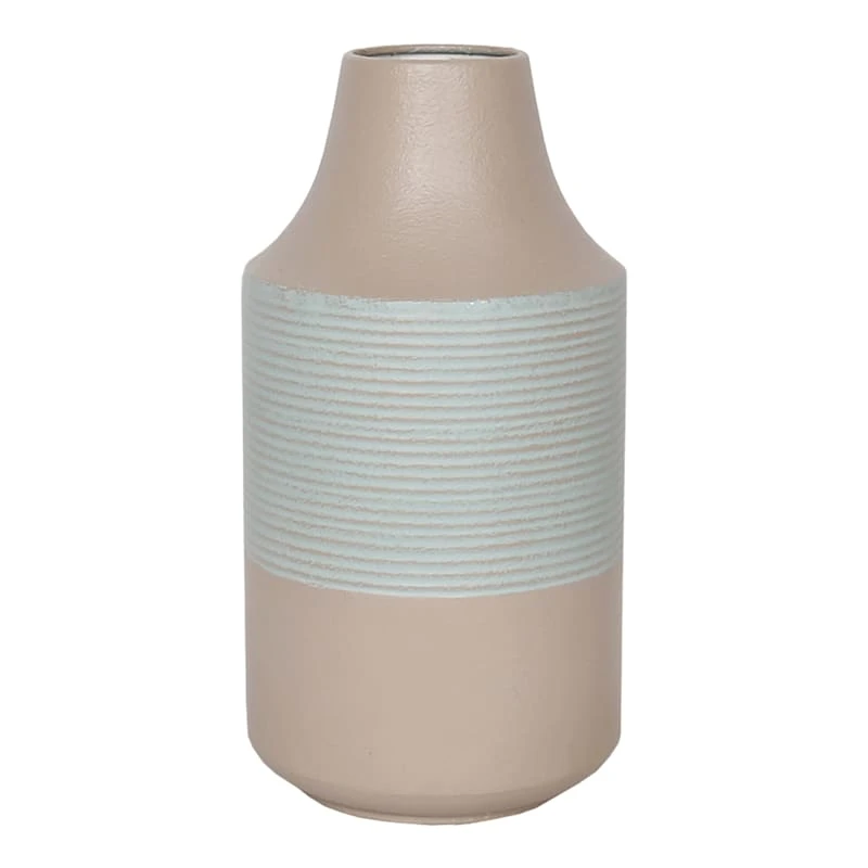 Found & Fable Neutral Metal Vase, 12"