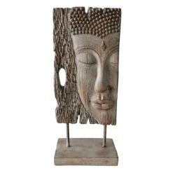 Found & Fable Square Buddha Head Figurine, 11.5"