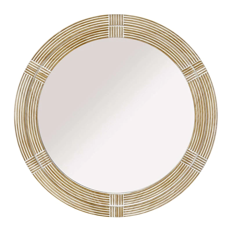 Found & Fable Wood Framed Round Wall Mirror, 34"