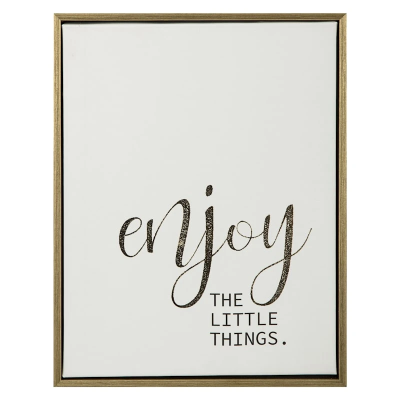 Framed Enjoy The Little Things Wooden Canvas Wall Art, 11x14