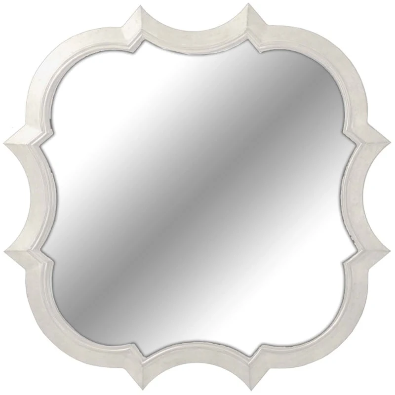 Framed Whitewash Square Quatre Wall Mirror, 14"