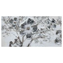 Galvanized Metal Blossom Canvas Wall Art, 48x24