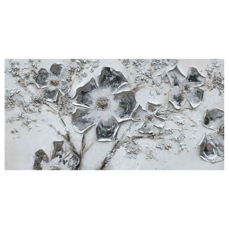 Galvanized Metal Blossom Canvas Wall Art, 48x24