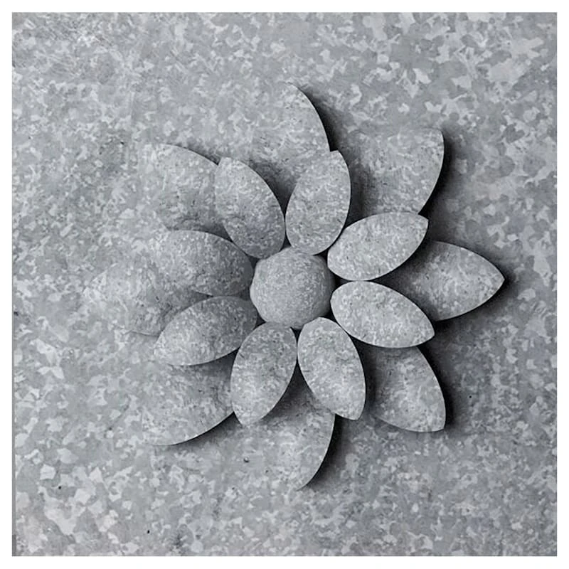 Galvanized Metal Flower Wall Art, 16"