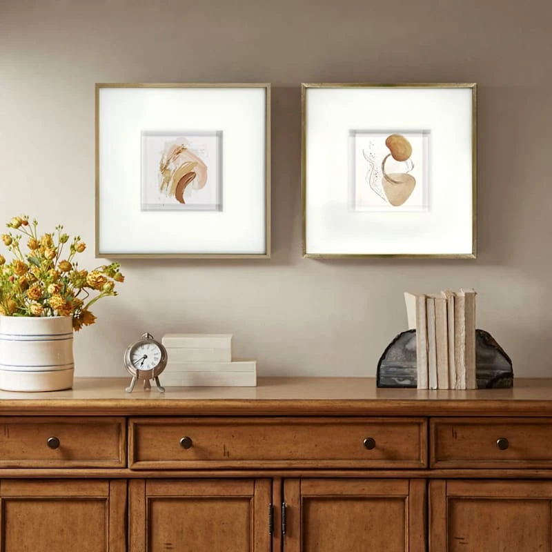 Glass Framed Abstract Print Wall Art, 16" - Image 3