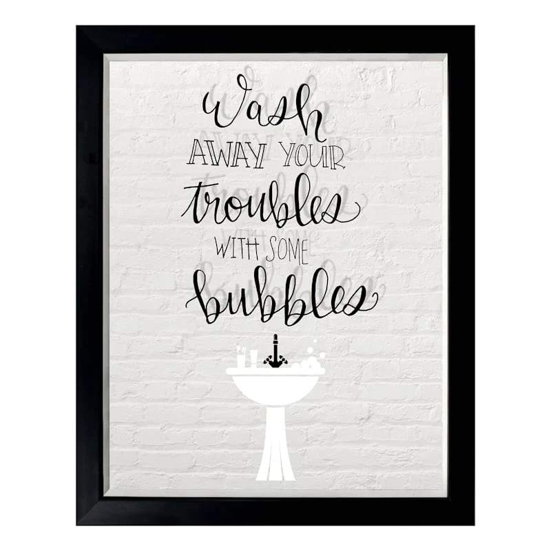 Glass Framed Bathroom Print Wall Art, 12x15