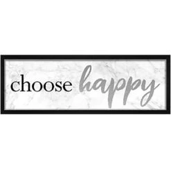 Glass Framed Choose Happy Print Wall Art, 12x36