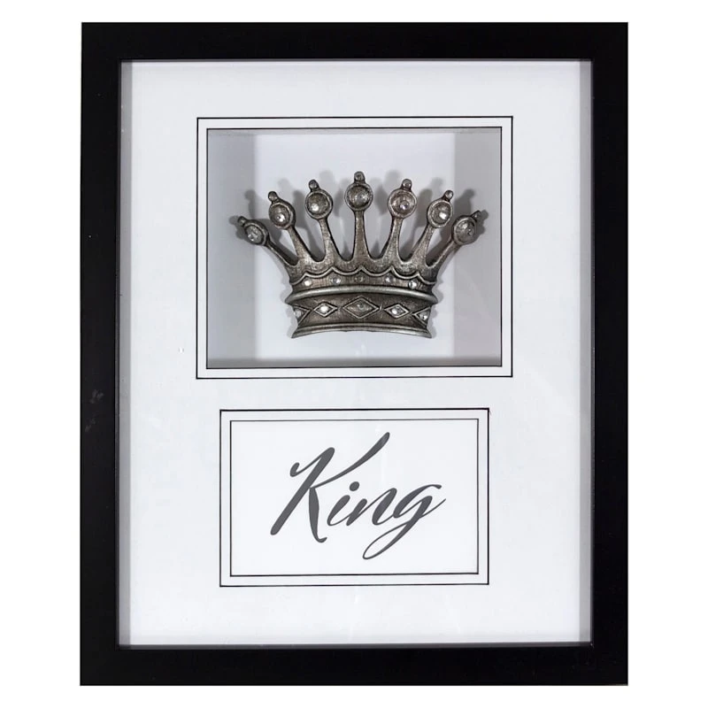 Glass Framed King Crown Print Wall Art, 10x12