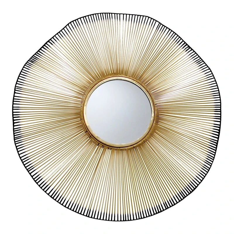 Gold & Black Wave Wall Mirror, 30"