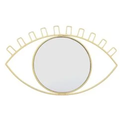 Gold Metal Eye Shaped Wall Mirror, 16x9.5