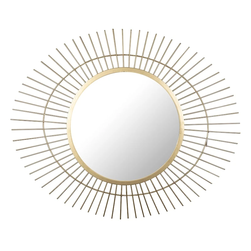 Gold Metal Round Wall Mirror, 27.5x23