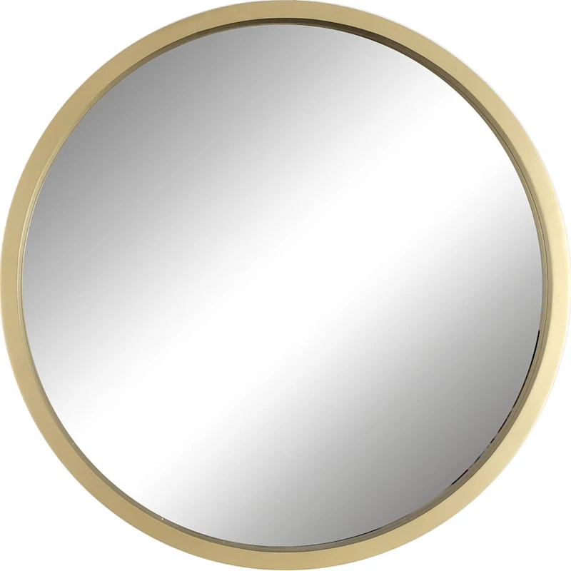 Gold Metal Round Wall Mirror, 30"