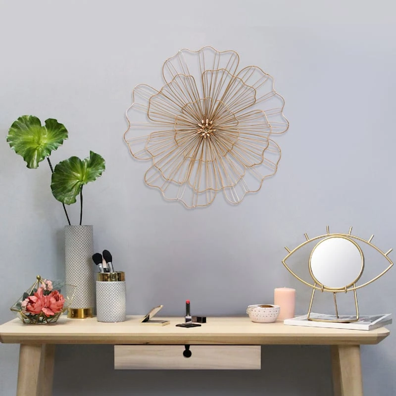 Gold Wire Flower Wall Decor, 20" - Image 2